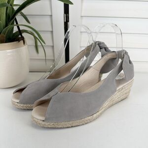 Eric Michael Gray Slingback Wedge Peep Toe Sandal Comfort Shoe EU 39 US‎ 8.5-9